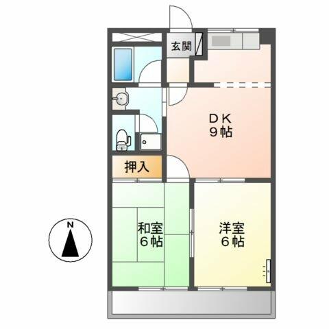 Ａｌｅｎ　Ｈｙ－Ａｔｔ（アレンハイアット）｜愛知県豊橋市大岩町字反茂(賃貸マンション2DK・2階・45.54㎡)の写真 その2