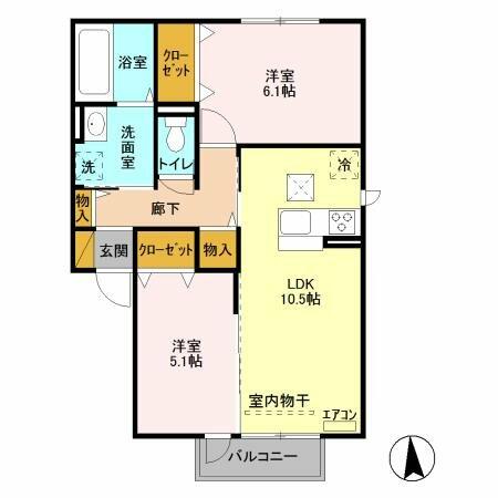 ゼピュロス学園の森Ｓ 102｜茨城県つくば市学園の森２丁目(賃貸アパート2LDK・1階・53.76㎡)の写真 その2