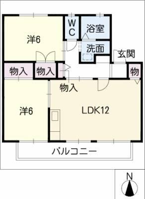 ルーブルハイツ　Ｂ｜愛知県瀬戸市幡山町(賃貸アパート2LDK・1階・55.17㎡)の写真 その2