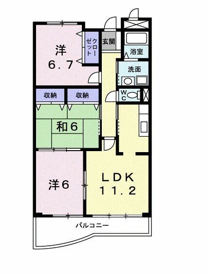 ピュアー双葉 202｜群馬県高崎市双葉町(賃貸マンション3LDK・2階・67.66㎡)の写真 その2