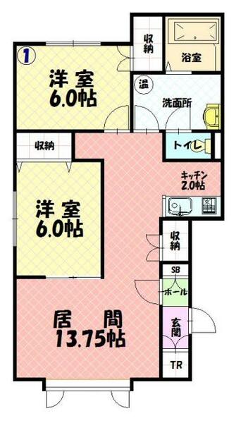 ビクトリー宮下 201｜北海道旭川市宮下通１丁目(賃貸アパート2LDK・2階・65.23㎡)の写真 その2