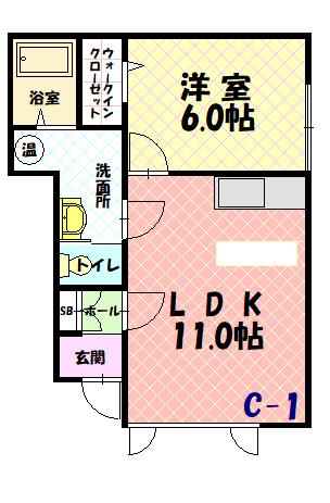 リバーサイド８条西 C1｜北海道旭川市八条西４丁目(賃貸アパート1LDK・1階・41.56㎡)の写真 その2