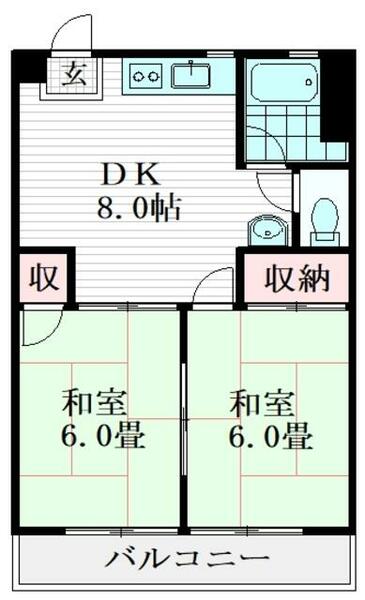 グランドパレス｜埼玉県所沢市緑町１丁目(賃貸マンション2DK・5階・41.04㎡)の写真 その2