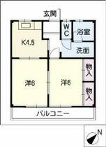 エスポアハイム  ｜ 三重県鈴鹿市東旭が丘４丁目（賃貸アパート2K・1階・39.60㎡） その2