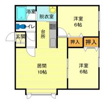 ロジュマン 102 ｜ 北海道旭川市東八条１丁目（賃貸アパート2LDK・1階・51.84㎡） その2