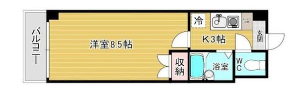 ロイヤルアネックス 805｜福岡県北九州市小倉北区井堀４丁目(賃貸マンション1K・8階・21.00㎡)の写真 その2