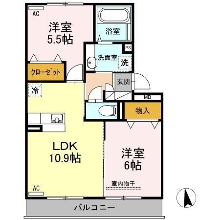 ウエスト　ヴィレッジＩＩ　Ｂ棟｜宮崎県宮崎市新栄町(賃貸アパート2LDK・3階・52.27㎡)の写真 その2