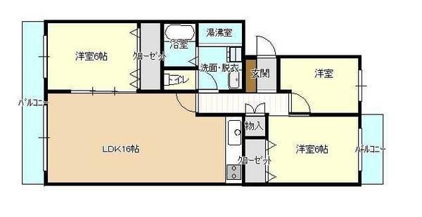 紅梅マンション 305｜石川県金沢市飛梅町(賃貸アパート3LDK・3階・74.88㎡)の写真 その2