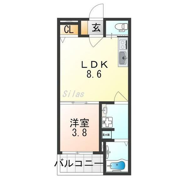 大阪府大阪市住吉区住吉２丁目(賃貸アパート1LDK・2階・29.70㎡)の写真 その2