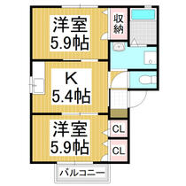 ディアスあんじゅＡ  ｜ 長野県松本市梓川倭（賃貸アパート2K・2階・42.48㎡） その2