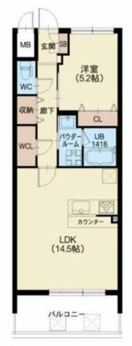 大阪府大阪市福島区海老江８丁目（マンション）の賃貸物件の間取り