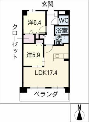 ＳＯＵＴＨ　ＦＯＲＴＵＮＡ｜岐阜県岐阜市鏡島精華１丁目(賃貸マンション2LDK・5階・69.00㎡)の写真 その2