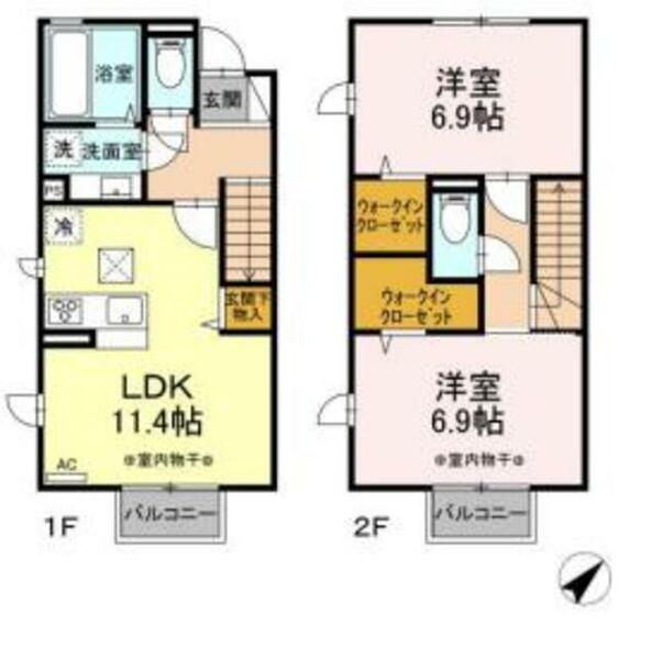 メゾン・ノアールロッシュ 101｜東京都日野市南平６丁目(賃貸アパート2LDK・1階・66.85㎡)の写真 その2