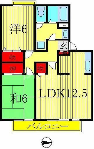 プレヴェールＢ 203｜千葉県柏市高田(賃貸アパート2LDK・2階・60.39㎡)の写真 その2