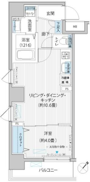 エムズサニーパレス月島 701｜東京都中央区月島２丁目(賃貸マンション1LDK・7階・36.75㎡)の写真 その2