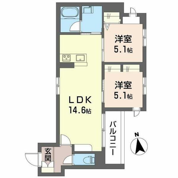 ベネオール鎌倉｜神奈川県鎌倉市大町１丁目(賃貸マンション2LDK・2階・53.75㎡)の写真 その2