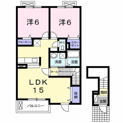 ヴィラルミエ－ル 203｜愛知県蒲郡市水竹町東後所(賃貸アパート2LDK・2階・62.28㎡)の写真 その2