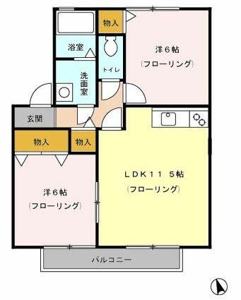 埼玉県坂戸市泉町３丁目(賃貸アパート2LDK・1階・53.76㎡)の写真 その2