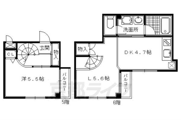 Ｖｉｎｅ　Ｏａｋ　Ｎｏｃｈｅ 503｜京都府京都市中京区二条通高倉西入松屋町(賃貸マンション1LDK・5階・40.43㎡)の写真 その2