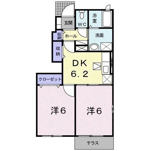 デルソーレＢ｜佐賀県杵島郡江北町大字佐留志(賃貸アパート2DK・1階・43.86㎡)の写真 その2