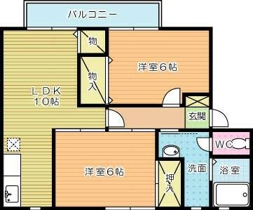 アベニュー中井Ｂ棟 201｜福岡県北九州市小倉北区中井２丁目(賃貸アパート2LDK・2階・50.40㎡)の写真 その2