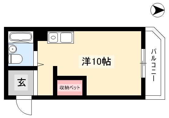 クリーンあらたま 301｜愛知県名古屋市瑞穂区彌富通１丁目(賃貸マンション1R・3階・20.38㎡)の写真 その2