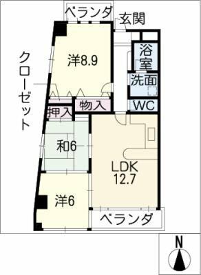 ＰＲＥＣＩＯＵＳ　ＡＫＡＯ｜岐阜県岐阜市金宝町１丁目(賃貸マンション3LDK・5階・71.32㎡)の写真 その2