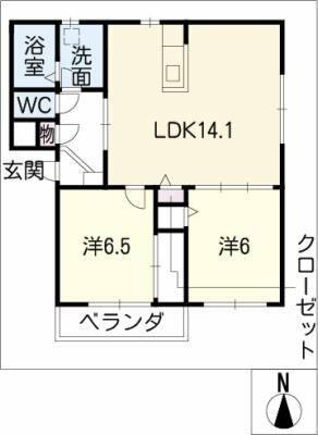 ウェスタンビレッジ｜愛知県西尾市新在家町南郷(賃貸マンション2LDK・2階・59.10㎡)の写真 その2