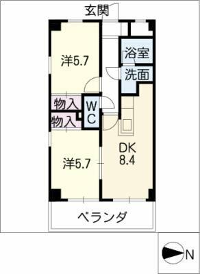 ＡＭＢＥＲ　ＨＯＵＳＥ｜愛知県名古屋市天白区野並３丁目(賃貸マンション2DK・10階・45.76㎡)の写真 その2