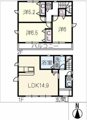 仮）キュービックハウス北仙房Ｂ｜岐阜県関市北仙房(賃貸一戸建3LDK・--・79.50㎡)の写真 その2