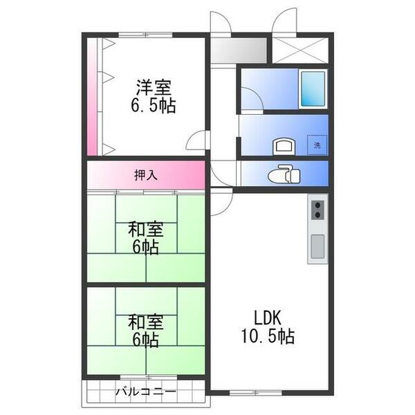 ヴィラロイヤル二色浜｜大阪府貝塚市窪田(賃貸マンション3LDK・1階・65.00㎡)の写真 その2