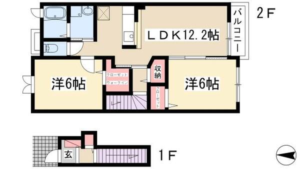 ラ　プリマベーラ 201｜愛知県名古屋市瑞穂区関取町(賃貸アパート2LDK・2階・59.75㎡)の写真 その2