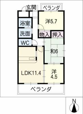 リバーサイド天白｜三重県四日市市日永西２丁目(賃貸マンション3DK・3階・62.00㎡)の写真 その2