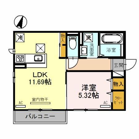 徳島県小松島市中田町字出口(賃貸アパート1LDK・2階・42.77㎡)の写真 その2