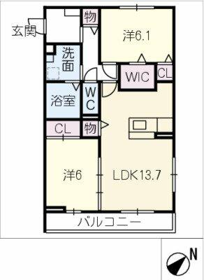 Ｄ－ｃｈａｍｂｒｅ　中川原 101｜三重県四日市市中川原１丁目(賃貸アパート2LDK・1階・64.50㎡)の写真 その3