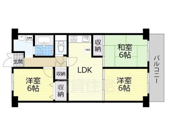 緑ヶ丘サンハイツ｜大阪府豊中市西緑丘３丁目(賃貸マンション3LDK・8階・66.00㎡)の写真 その2