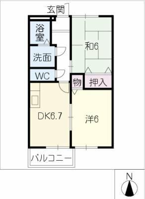 エスポアールＭＡＹ｜岐阜県安八郡神戸町大字丈六道(賃貸アパート2DK・2階・44.70㎡)の写真 その2