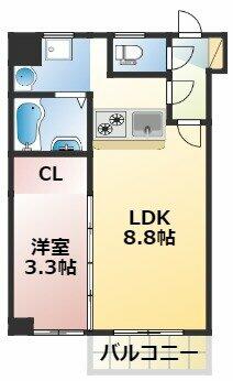 熊本県熊本市中央区九品寺１丁目(賃貸マンション1LDK・2階・27.00㎡)の写真 その2