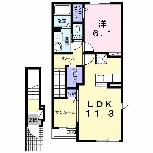 エム　クルール 205｜三重県鈴鹿市南若松町(賃貸アパート1LDK・2階・50.96㎡)の写真 その2