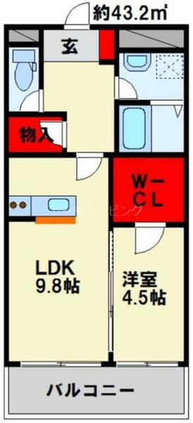 アヴィニールグランデ金田 707｜福岡県北九州市小倉北区金田２丁目(賃貸マンション1LDK・7階・43.20㎡)の写真 その2