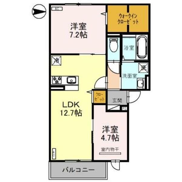 バレー｜大阪府柏原市古町３丁目(賃貸アパート2LDK・1階・58.37㎡)の写真 その2