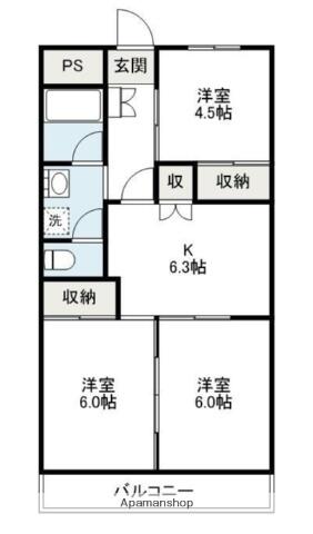 大嶋レジデンス｜群馬県前橋市朝日町４丁目(賃貸アパート3DK・1階・54.00㎡)の写真 その2