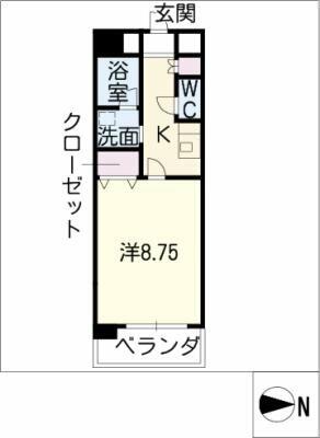 Ｃａｓｔｌｅ　Ｈｉｌｌｓ柳ヶ瀬｜岐阜県岐阜市神田町３丁目(賃貸マンション1K・9階・29.26㎡)の写真 その2