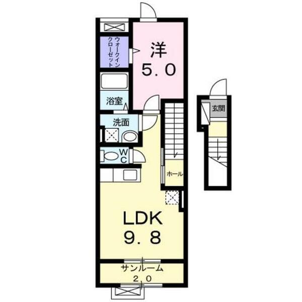 新潟県新潟市東区江南２丁目(賃貸アパート1LDK・2階・42.04㎡)の写真 その2