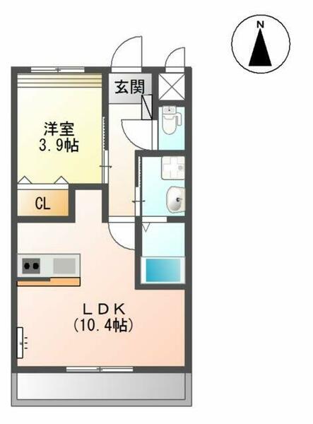 ｓｕｎ　ｆｉｔ｜福岡県八女市大島(賃貸アパート1LDK・1階・36.00㎡)の写真 その2