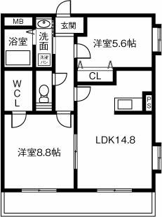 プリミエール美里 301｜愛知県知多市岡田美里町(賃貸マンション2LDK・3階・66.00㎡)の写真 その2