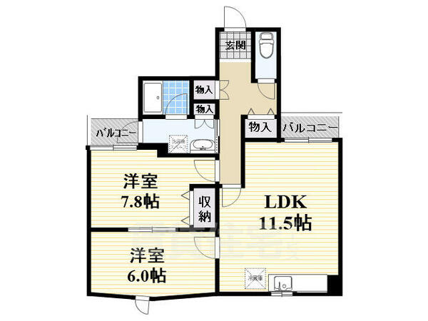 ホップス板宿｜兵庫県神戸市須磨区大田町４丁目(賃貸マンション2LDK・2階・59.60㎡)の写真 その2