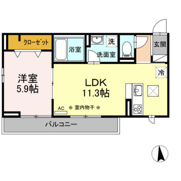 Ｌｕｐｉｎｕｓ　Ｂ棟 303｜神奈川県海老名市国分北１丁目(賃貸アパート1LDK・3階・41.85㎡)の写真 その2