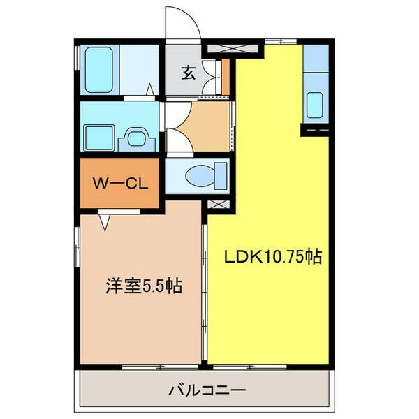 愛知県江南市高屋町十六田(賃貸アパート1LDK・2階・40.08㎡)の写真 その2