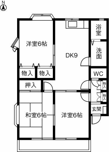 タウンサンロイヤルＡ 105｜愛知県名古屋市緑区南陵(賃貸アパート3LDK・1階・59.62㎡)の写真 その2